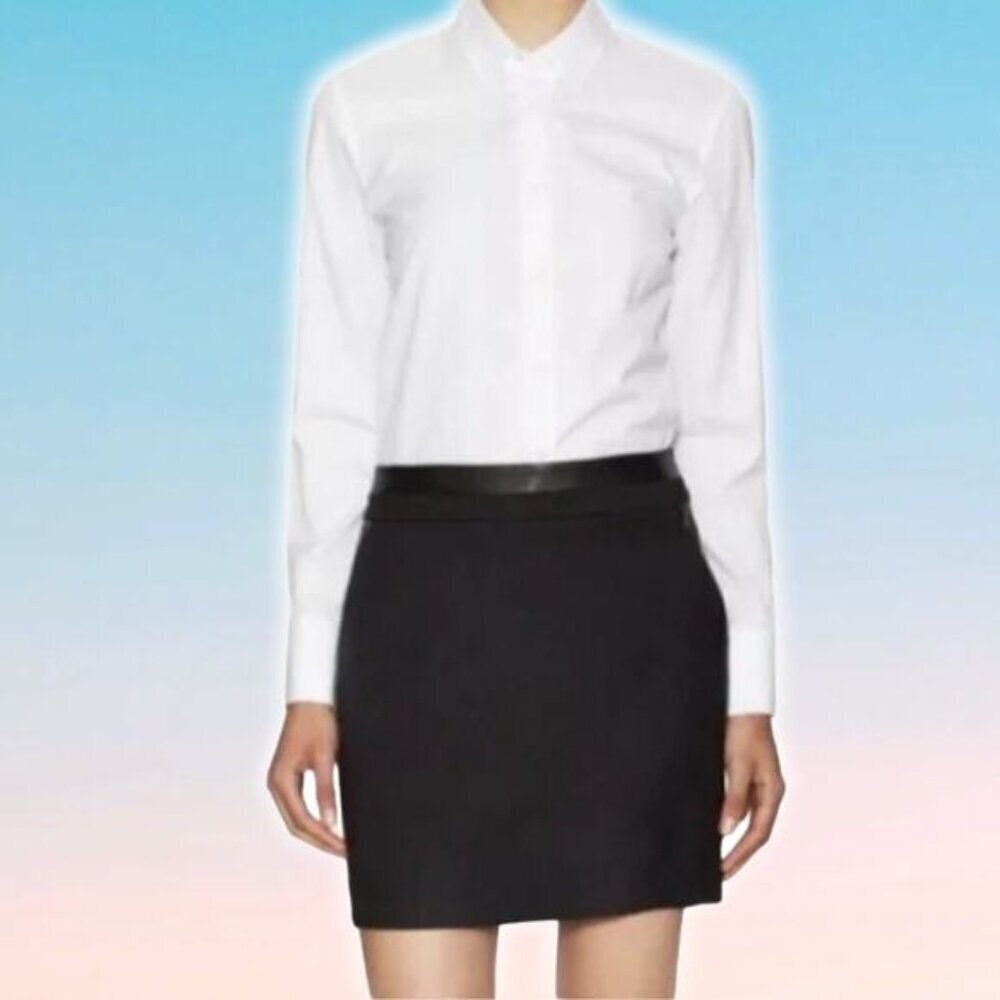 & OTHER STORIES Faux Leather Trim Pencil Mini Skirt Sz 6 Black